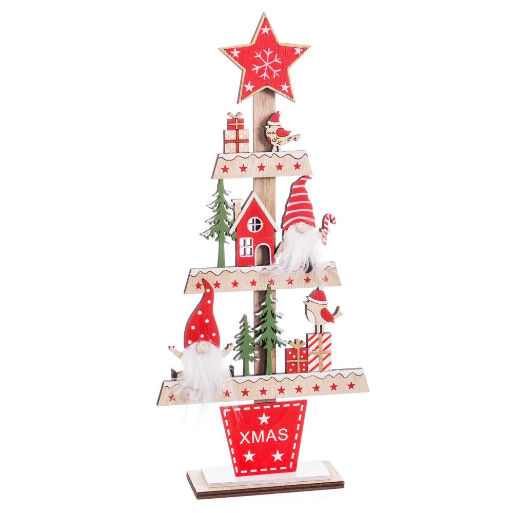 PEANA ÁRBOL PAPA NOEL MADERA 13 X 4 X 28,50 CM