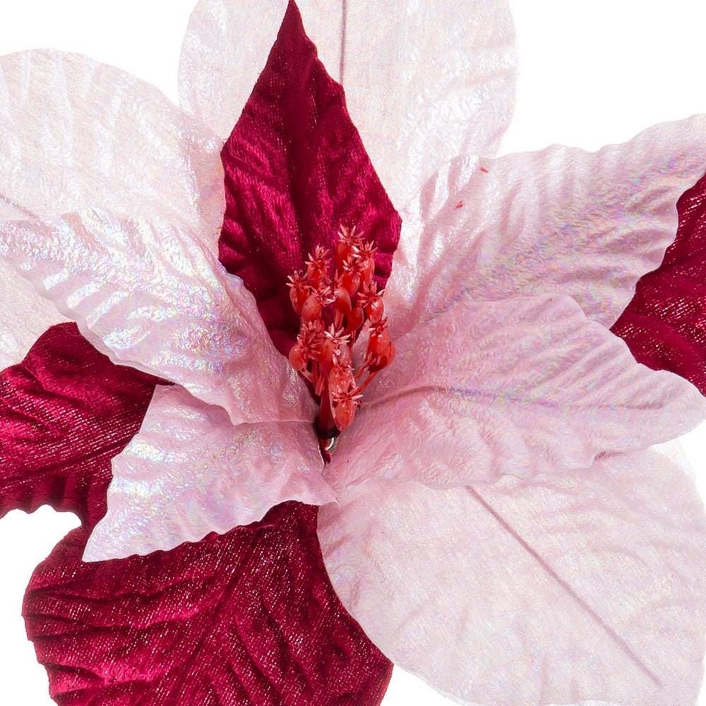 POINSETTIA 2 COLORES POLIESTER BORGOÑA 30 X 30 X 29 CM