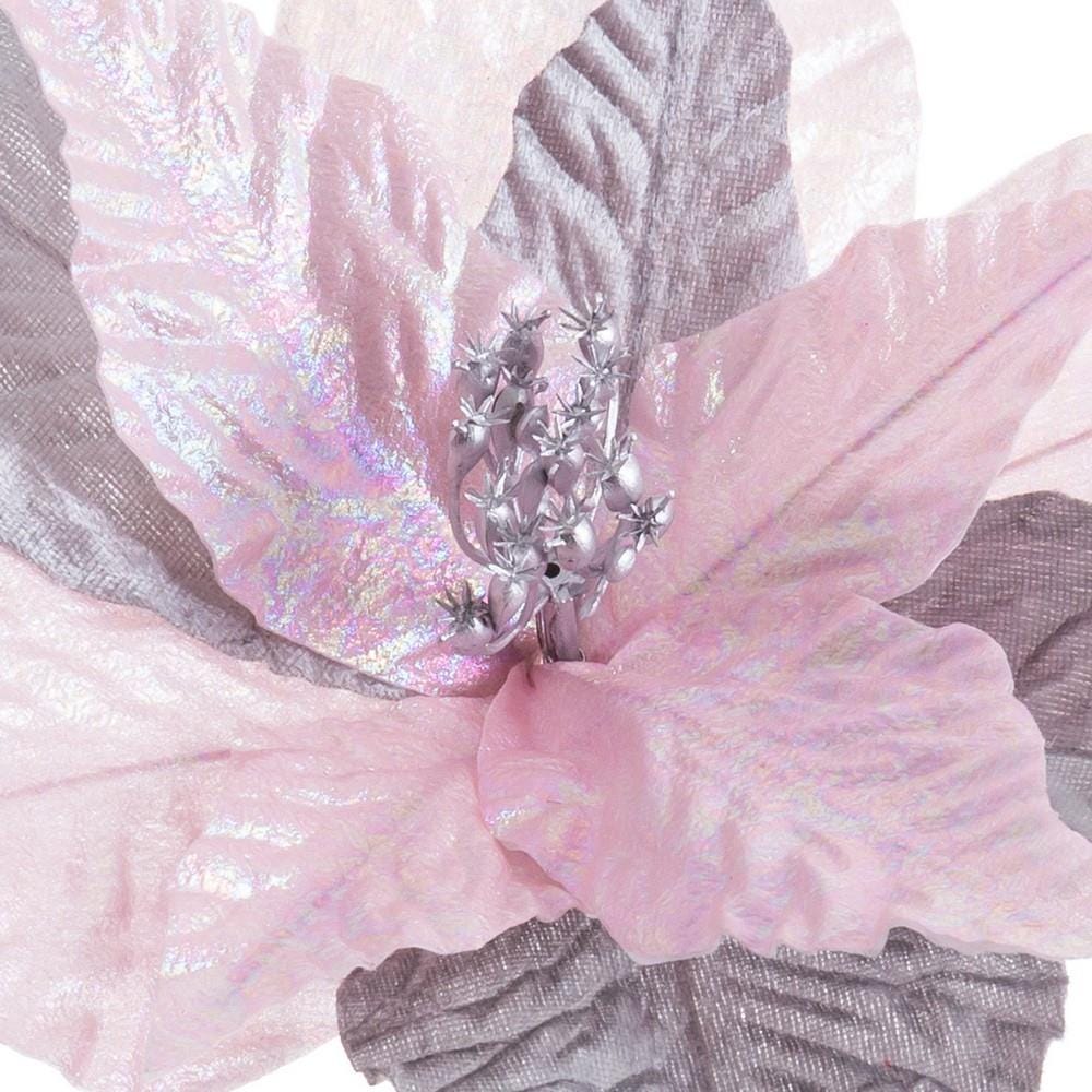 POINSETTIA 2 COLORES POLIESTER PLATA 30 X 30 X 29 CM