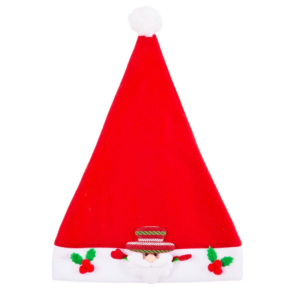 GORRO PAPA NOEL POLIESTER ROJO 28 X 38 CM