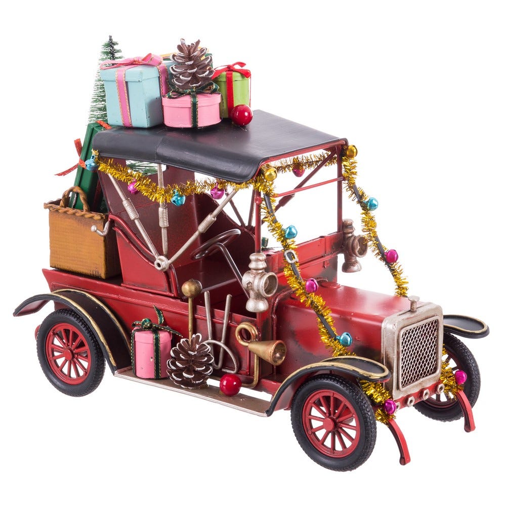 COCHE ANTIGUO CON REGALOS METAL 25,50 X 11,50 X 16 CM