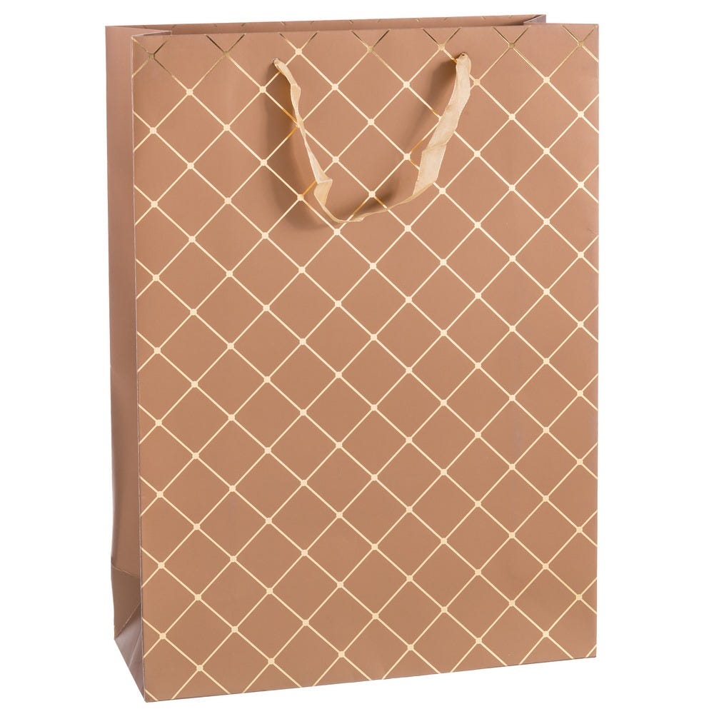 BOLSA 210 GR CUADROS PAPEL ORO 30 X 12 X 41,50 CM