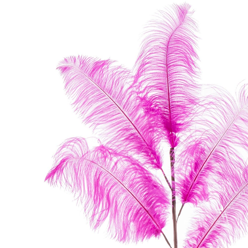 RAMA 3 HOJAS PLUMAS AVESTRUZ FUCSIA 120 CM