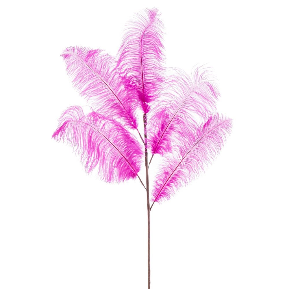 RAMA 3 HOJAS PLUMAS AVESTRUZ FUCSIA 120 CM