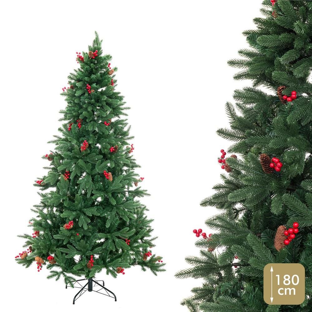 ÁRBOL PIÑAS Y ACEBO 589 RAMAS PE-PVC 180 CM