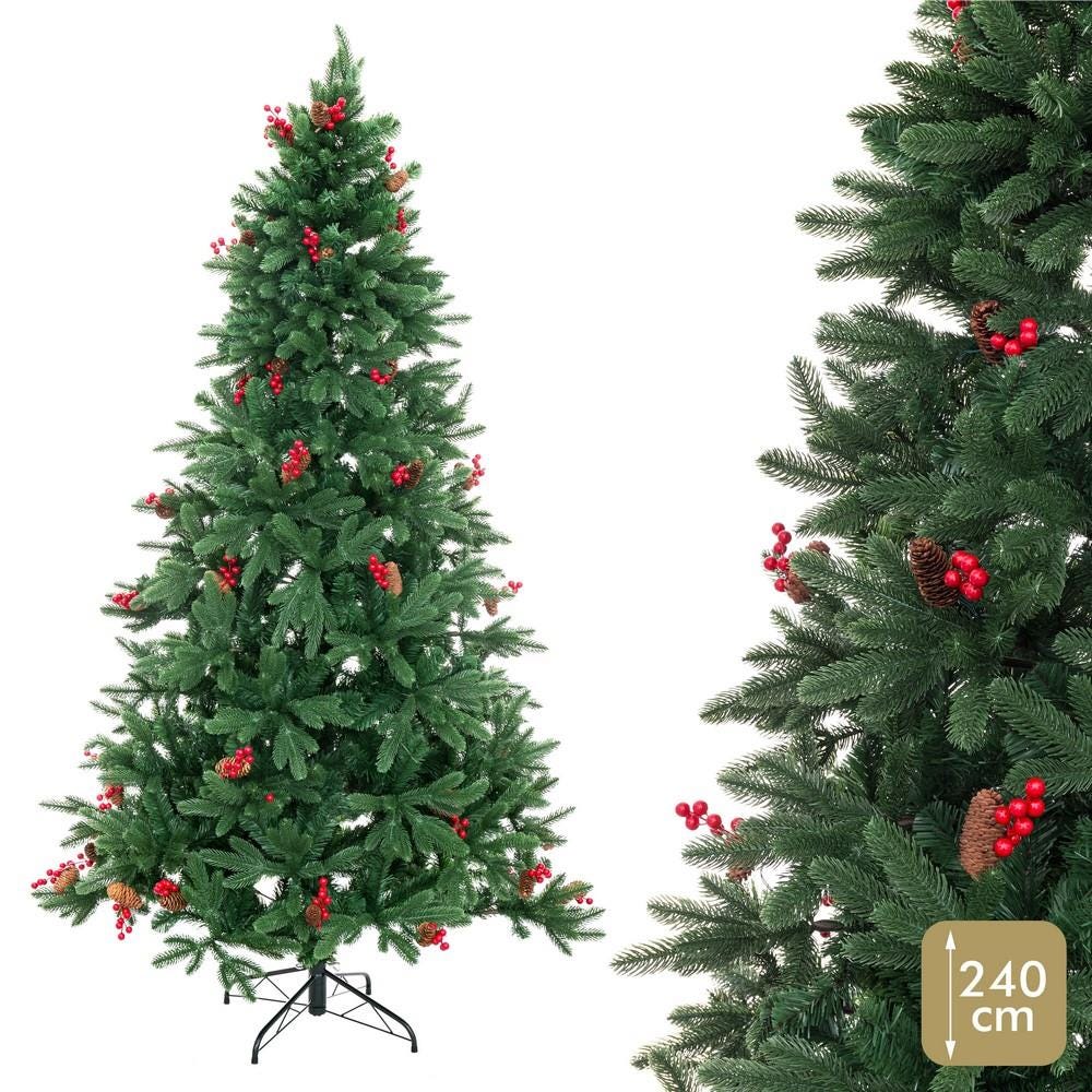 ÁRBOL PIÑAS Y ACEBO 1229 RAMAS PE-PVC 240 CM