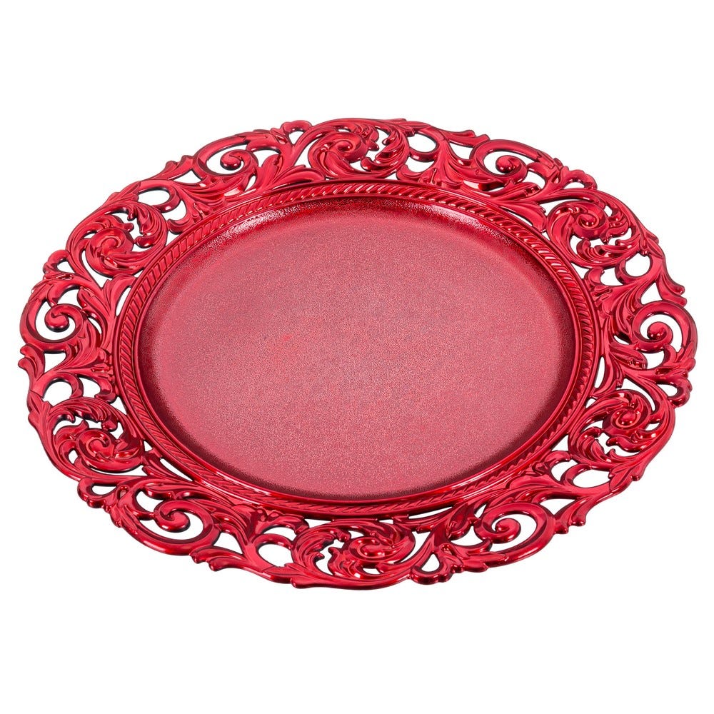 BAJO PLATO REDONDO PP ROJO 33 X 1,50 X 33 CM