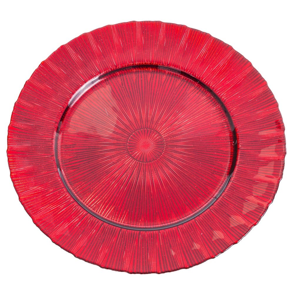 BAJO PLATO CRISTAL ROJO 33 X 33 CM