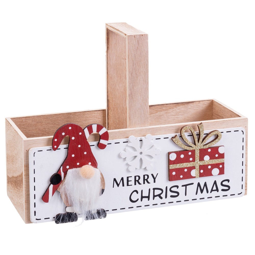 CAJA PAPA NOEL MADERA 22 X 17 X 7 CM