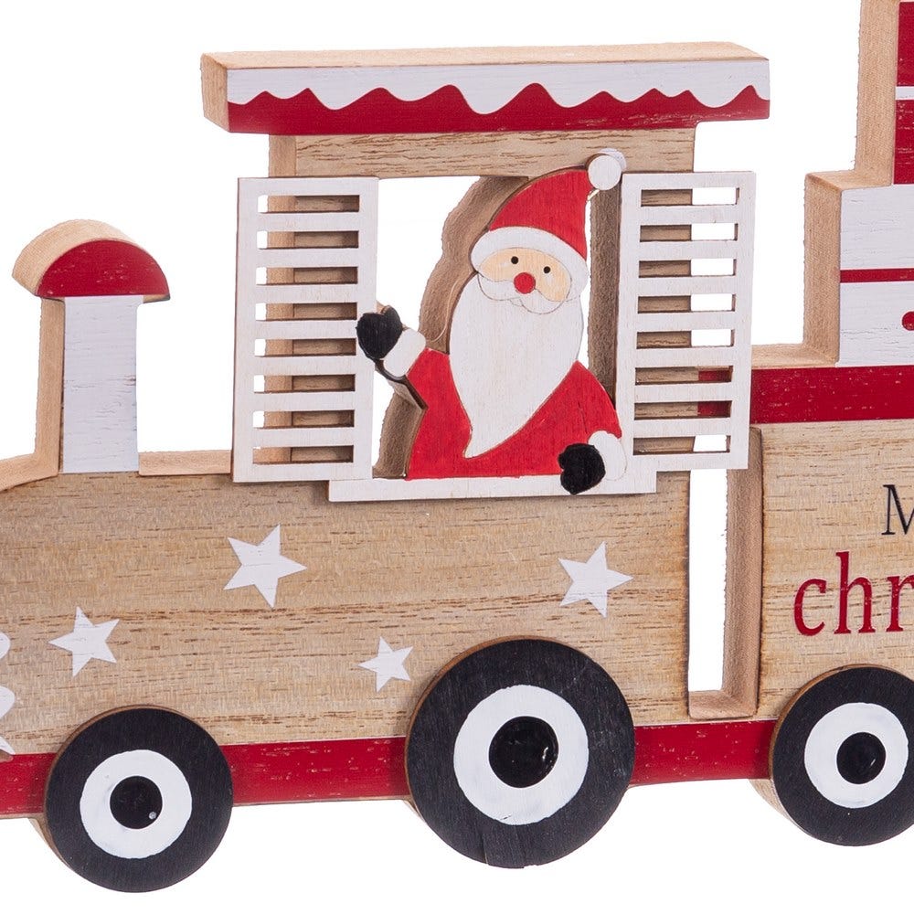 FIGURA PAPA NOEL TREN MADERA 24 X 2 X 16,50 CM