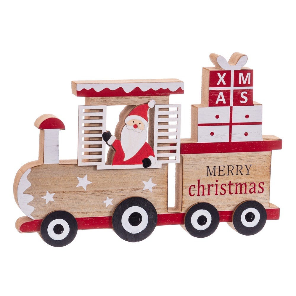 FIGURA PAPA NOEL TREN MADERA 24 X 2 X 16,50 CM