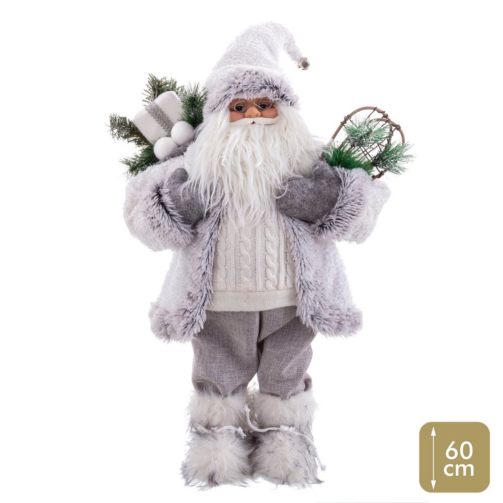 PAPA NOEL TEJIDO BLANCO 60 CM