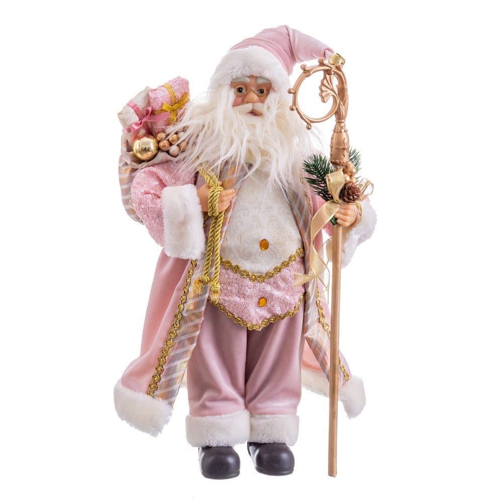 PAPA NOEL TEJIDO ROSA 45 CM