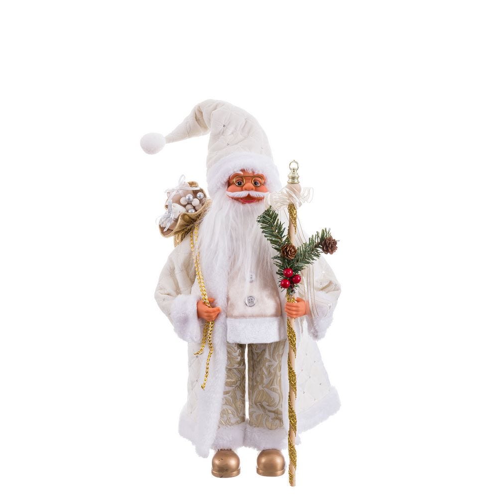 PAPA NOEL DE PIE POLIESTER BLANCO 25 X 17 X 60 CM