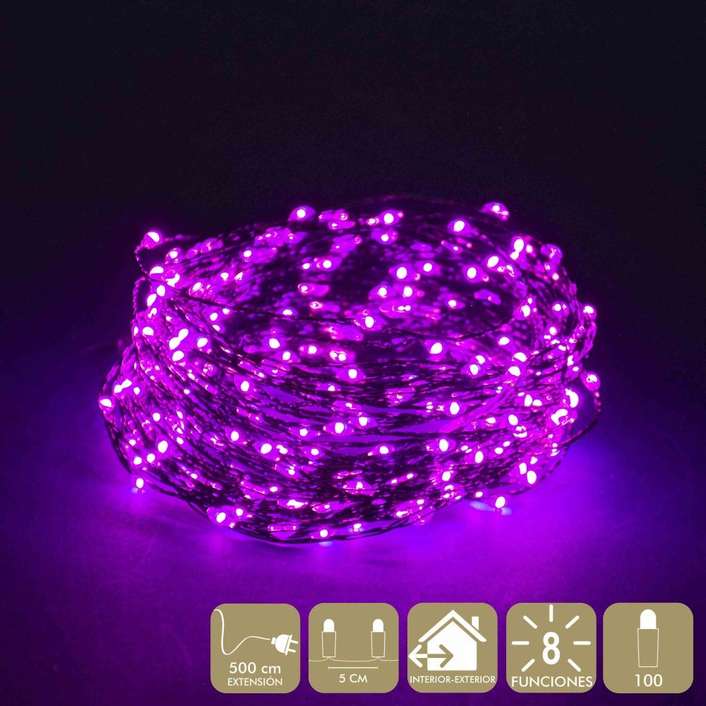 CADENA 100 MICROLED FUCSIA