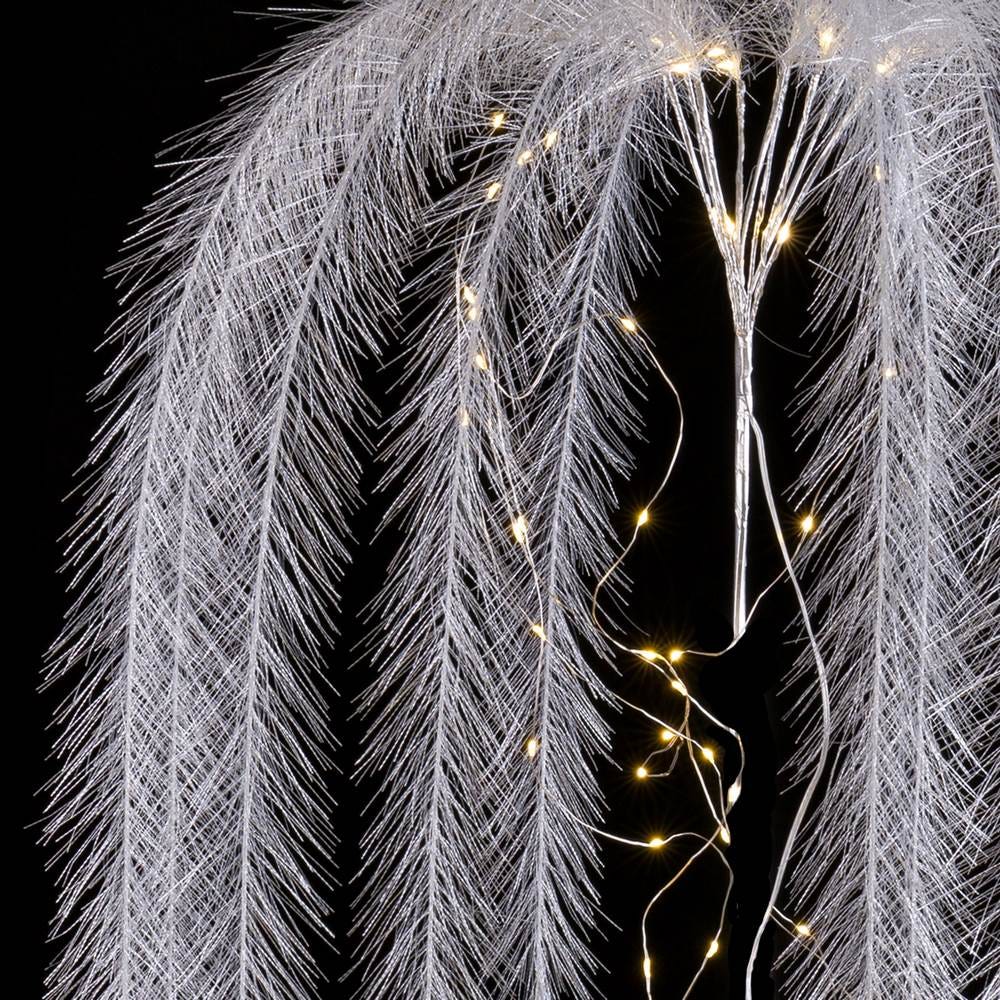 CASCADA PLUMAS 50 LUCES BLANCO-PLATA 100 CM