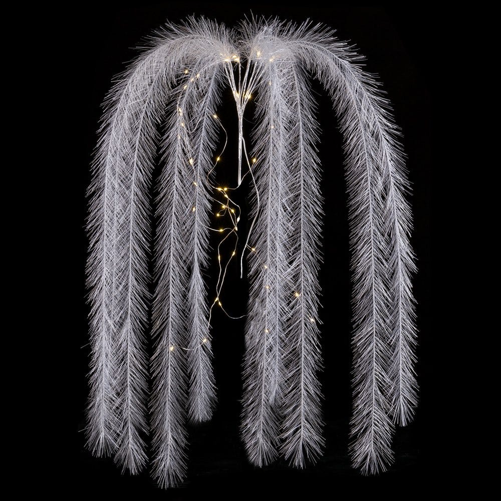 CASCADA PLUMAS 50 LUCES BLANCO-PLATA 100 CM