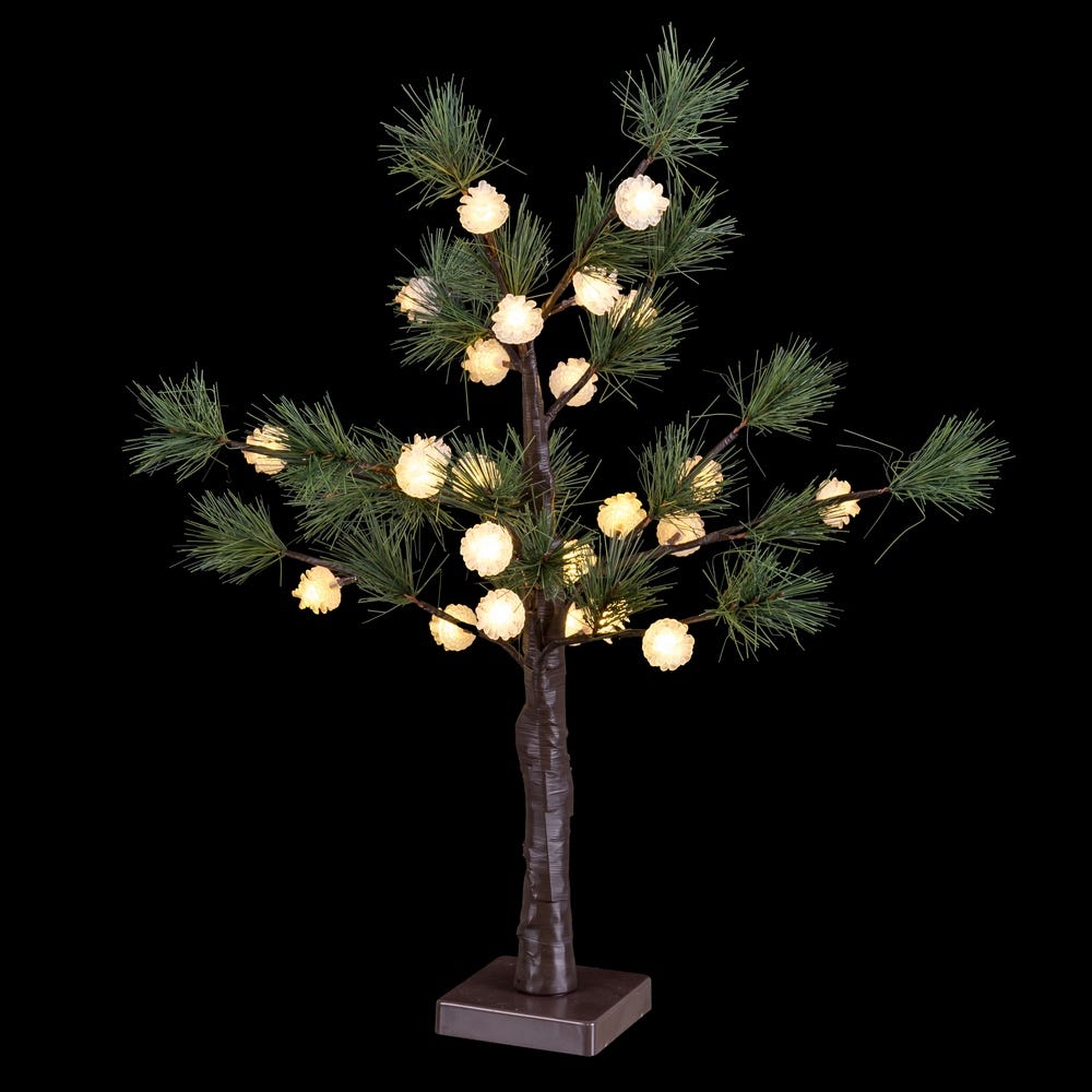 ÁRBOL PINO 24 LUCES PIÑAS PLÁSTICO 60 CM