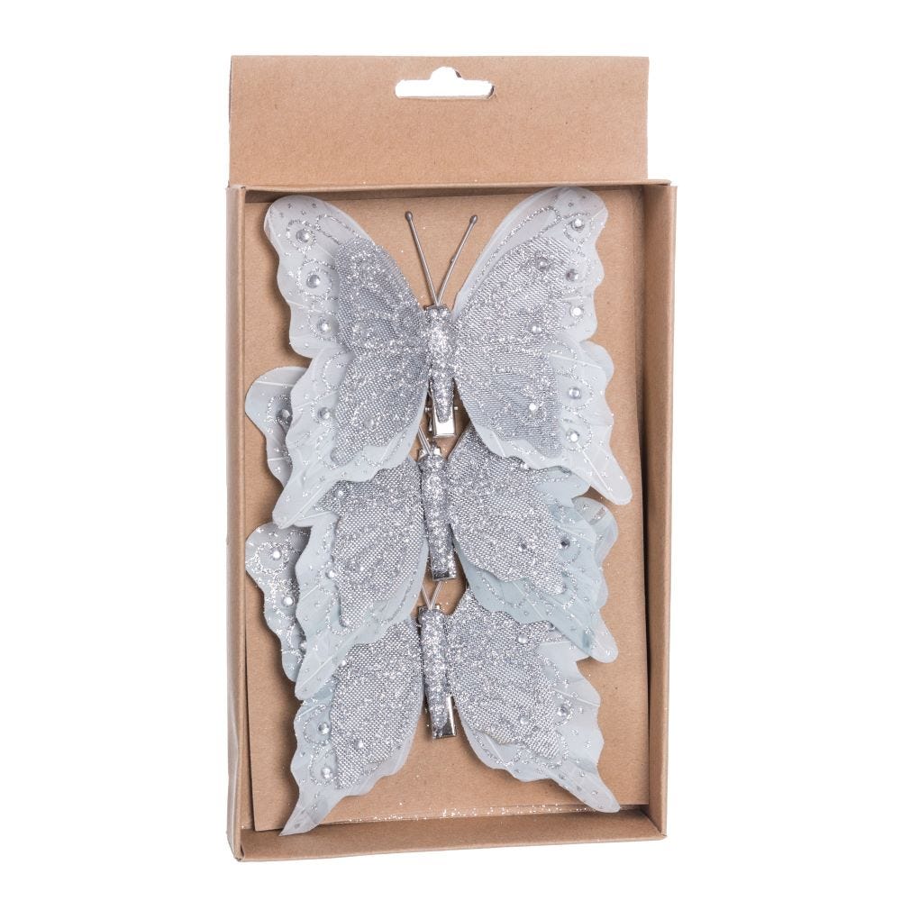 S/3 MARIPOSA CLIP GRIS