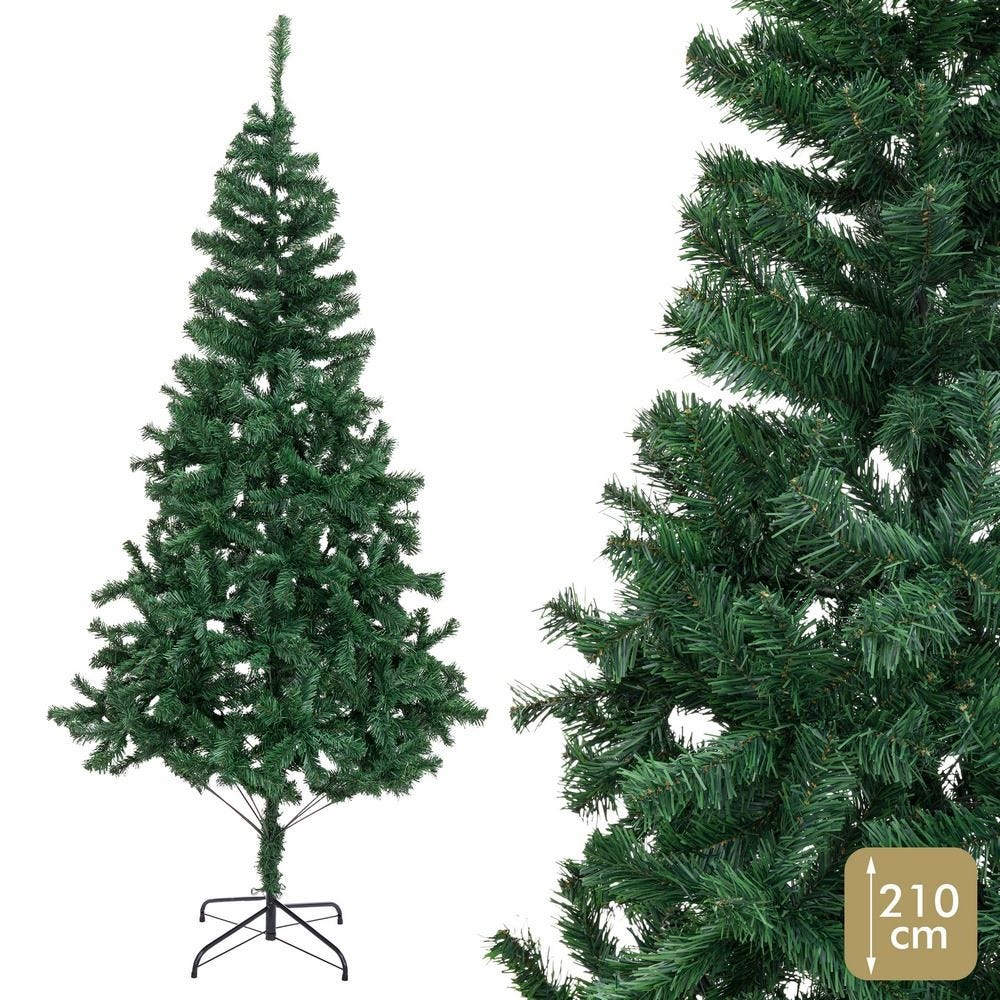 ÁRBOL PLEGABLE 650 RAMAS PVC VERDE 210 CM