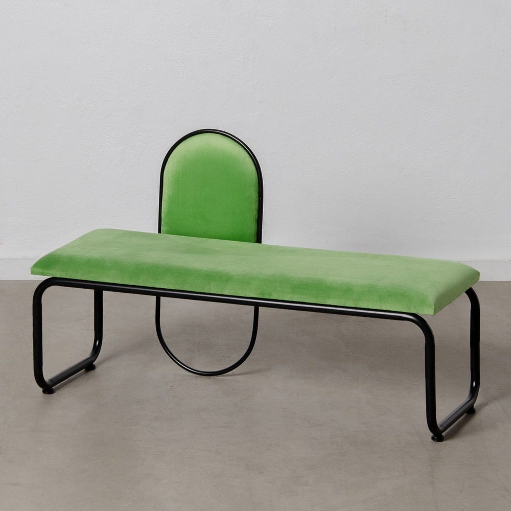 BANQUETA TERCIOPELO VERDE TEJIDO-METAL 110 X 40 X 68 CM