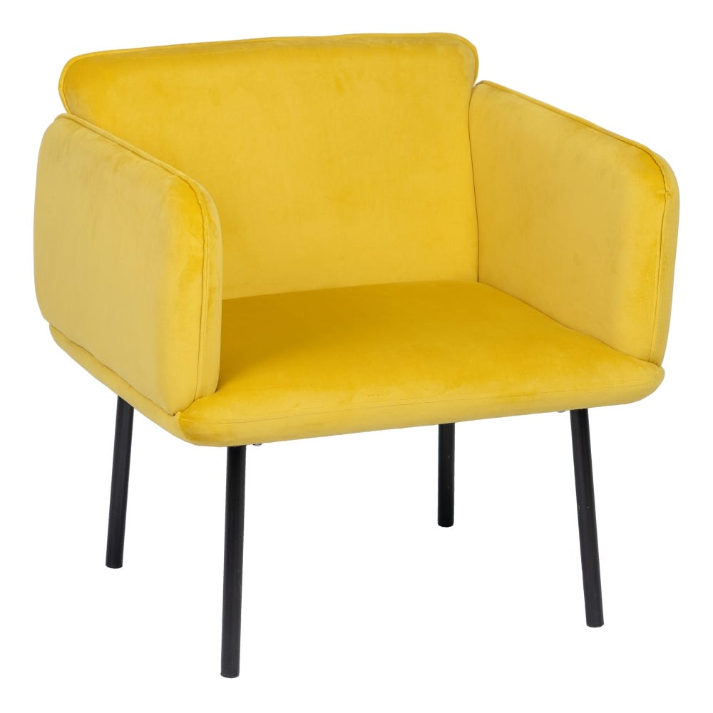 SILLÓN TERCIOPELO AMARILLO TEJIDO-METAL 76 X 64 X 77 CM