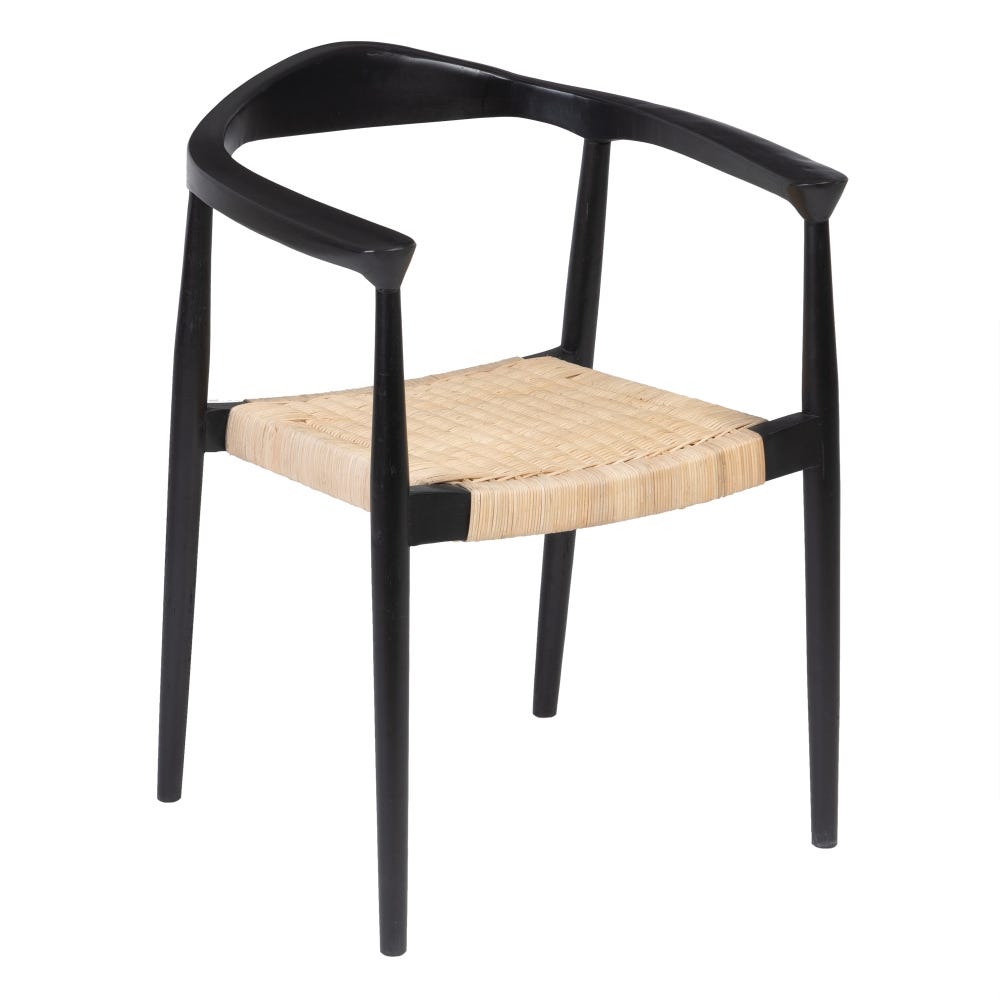 SILLA NATURAL-NEGRO RATÁN/MADERA SALÓN 59 X 58 X 76,50 CM