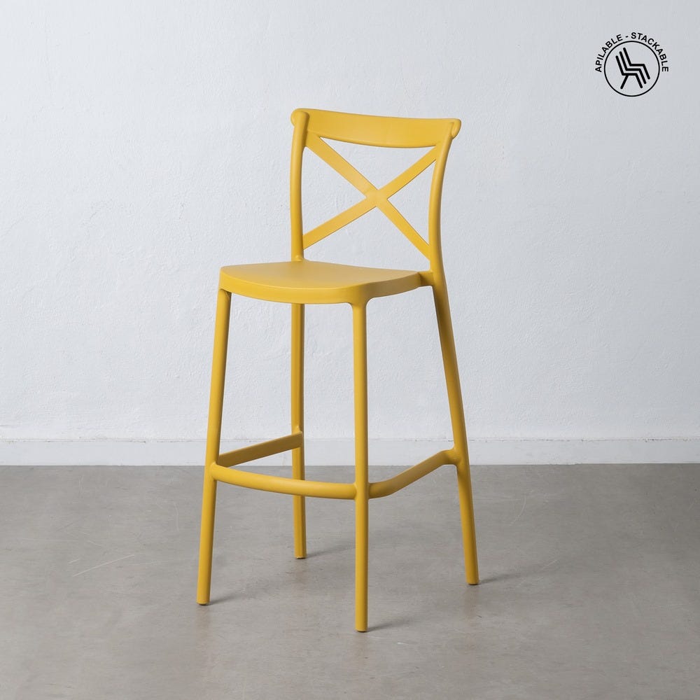 TABURETE AMARILLO POLIPROPILENO SALÓN 52,50 X 44,90 X 107 CM