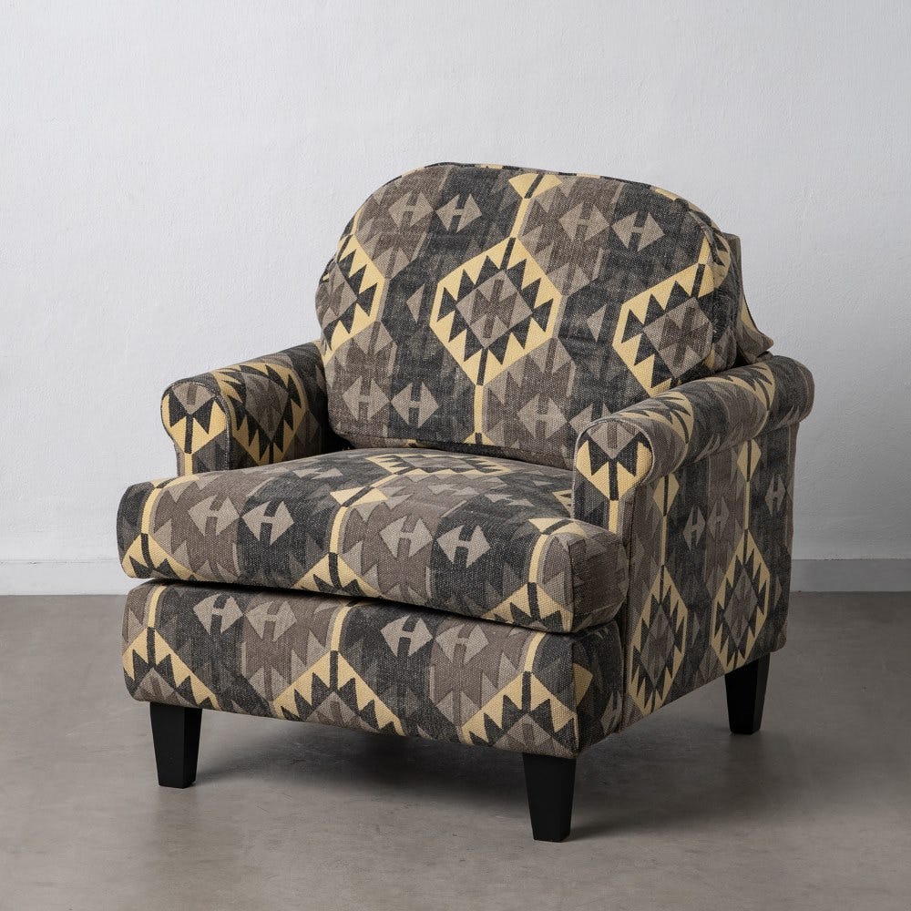 SILLÓN NEGRO-TAUPE TEJIDO-MADERA SALÓN 91 X 90 X 95 CM