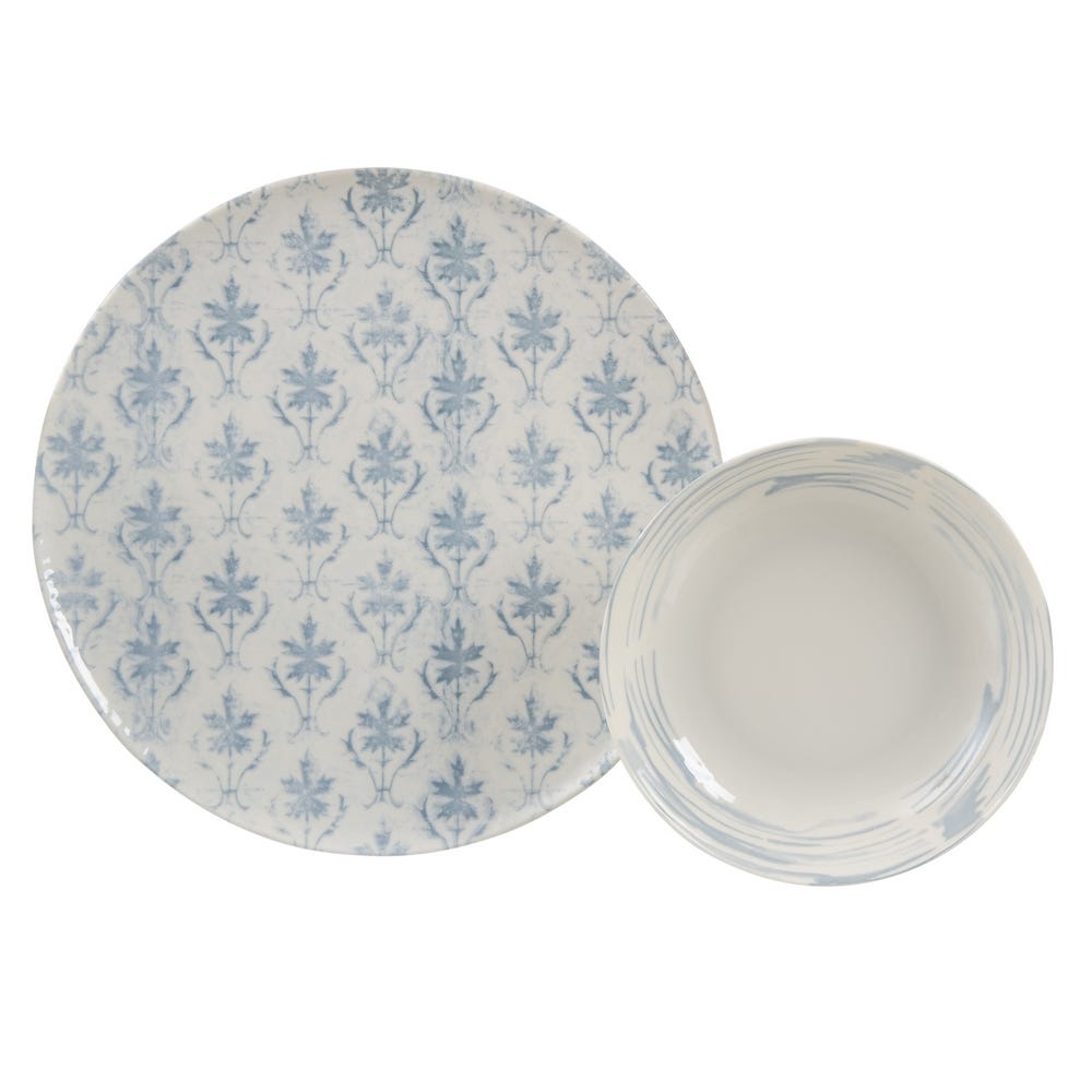 PLATO PIZZA AZUL-BLANCO PORCELANA 31 X 31 X 2 CM