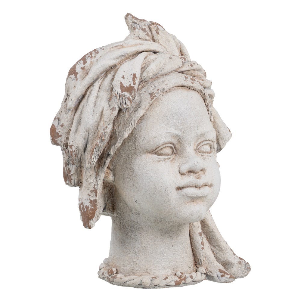 BUSTO AFRICANA RESINA DECORACIÓN 32 X 28 X 46 CM