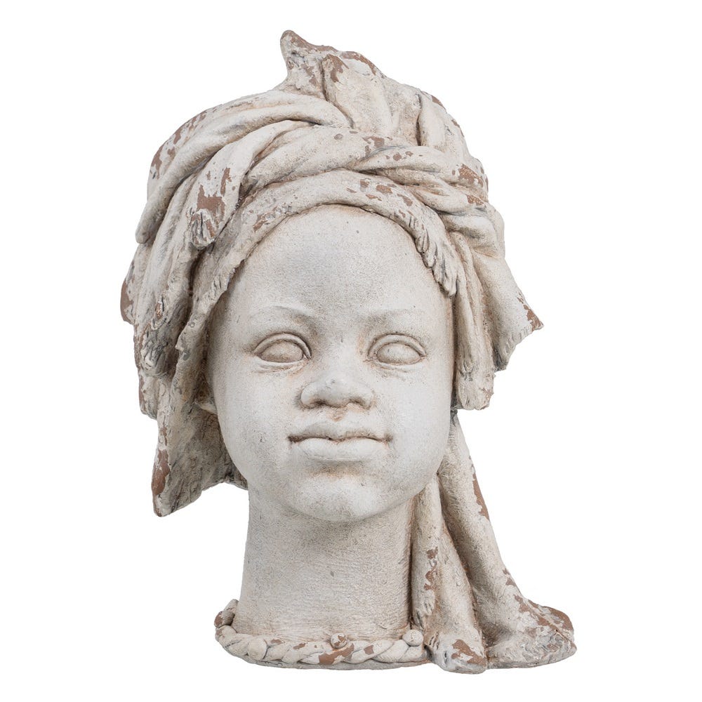 BUSTO AFRICANA RESINA DECORACIÓN 32 X 28 X 46 CM