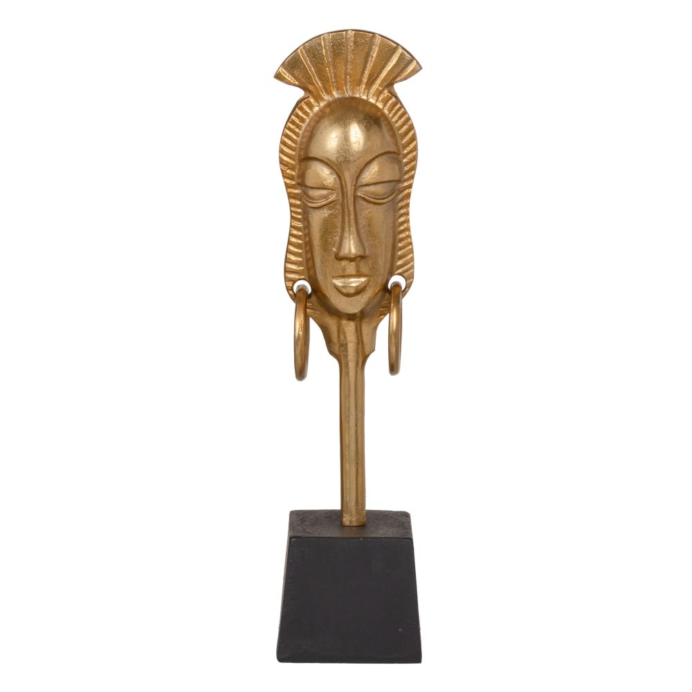 FIGURA AFRICANA ORO-NEGRO ALUMINIO 11 X 10,50 X 46 CM