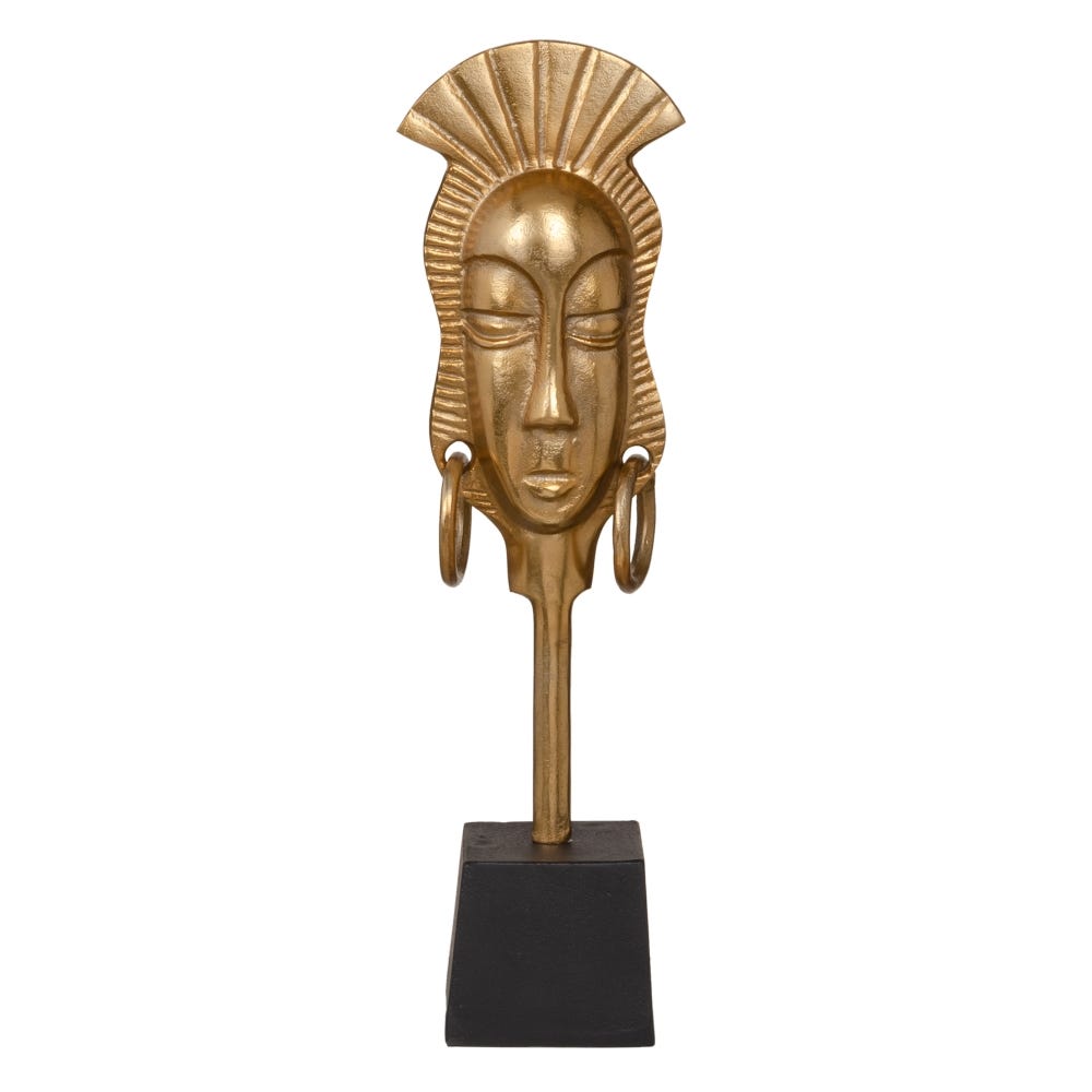 FIGURA AFRICANA ORO-NEGRO ALUMINIO 14,50 X 10,50 X 50 CM