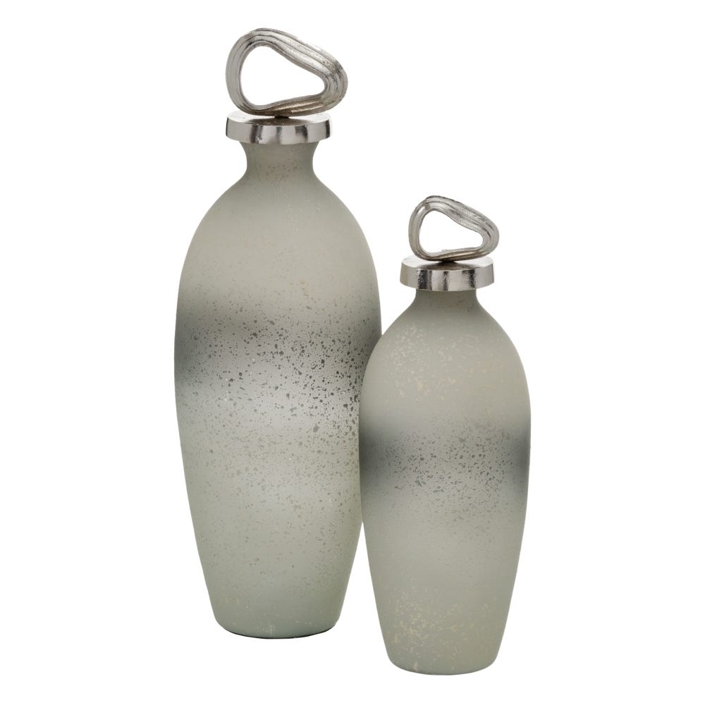 BOTELLA DECORATIVA GRIS-PLATA 15 X 15 X 46 CM