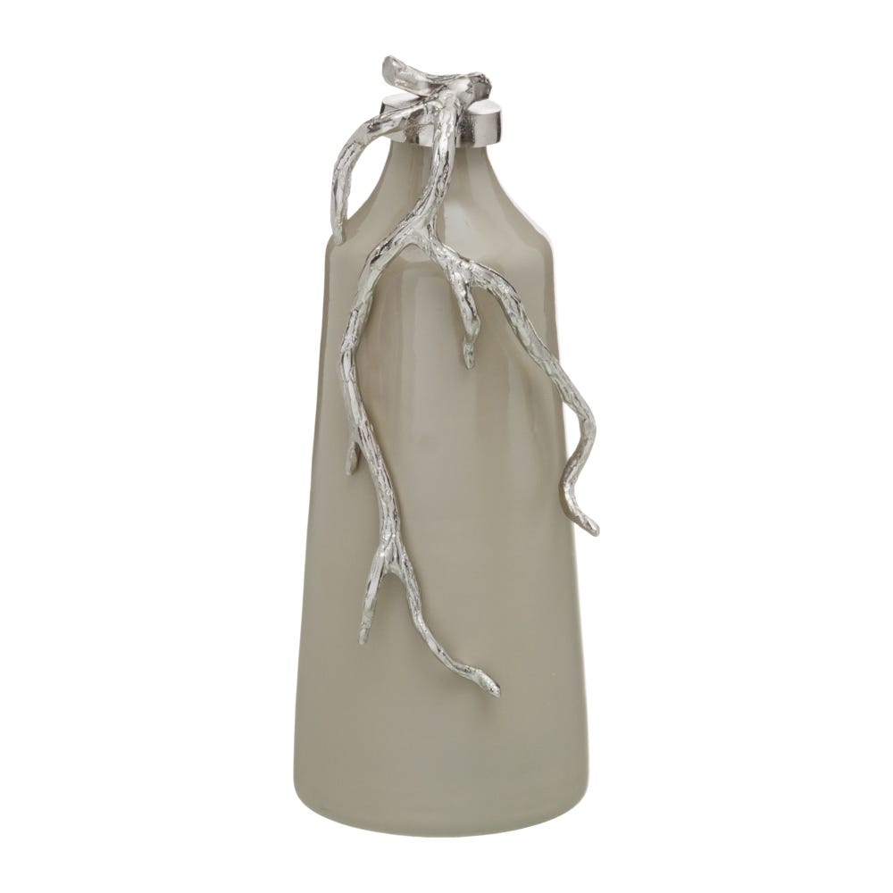 BOTELLA DECORATIVA BEIGE-PLATA 15 X 11 X 37 CM