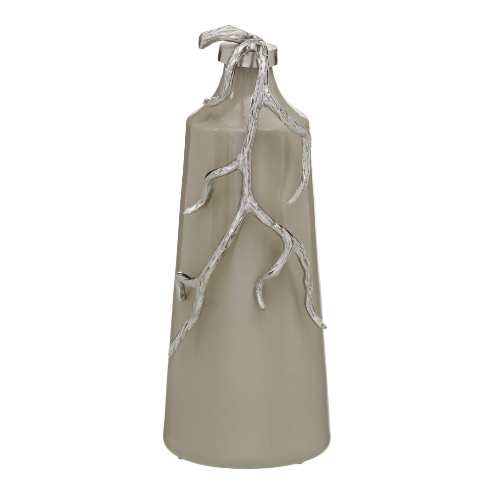 BOTELLA DECORATIVA BEIGE-PLATA 17 X 16 X 44 CM