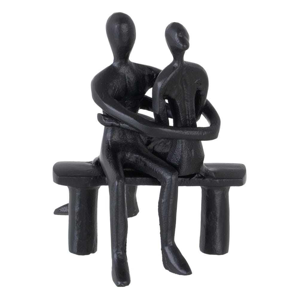 FIGURA PAREJA NEGRO ALUMINIO DECORACIÓN 15 X 17 X 20 CM