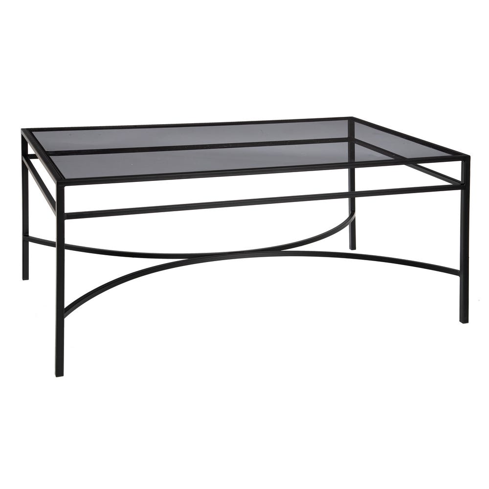 MESA CENTRO NEGRO METAL / CRISTAL SALÓN 100 X 60 X 45,50 CM