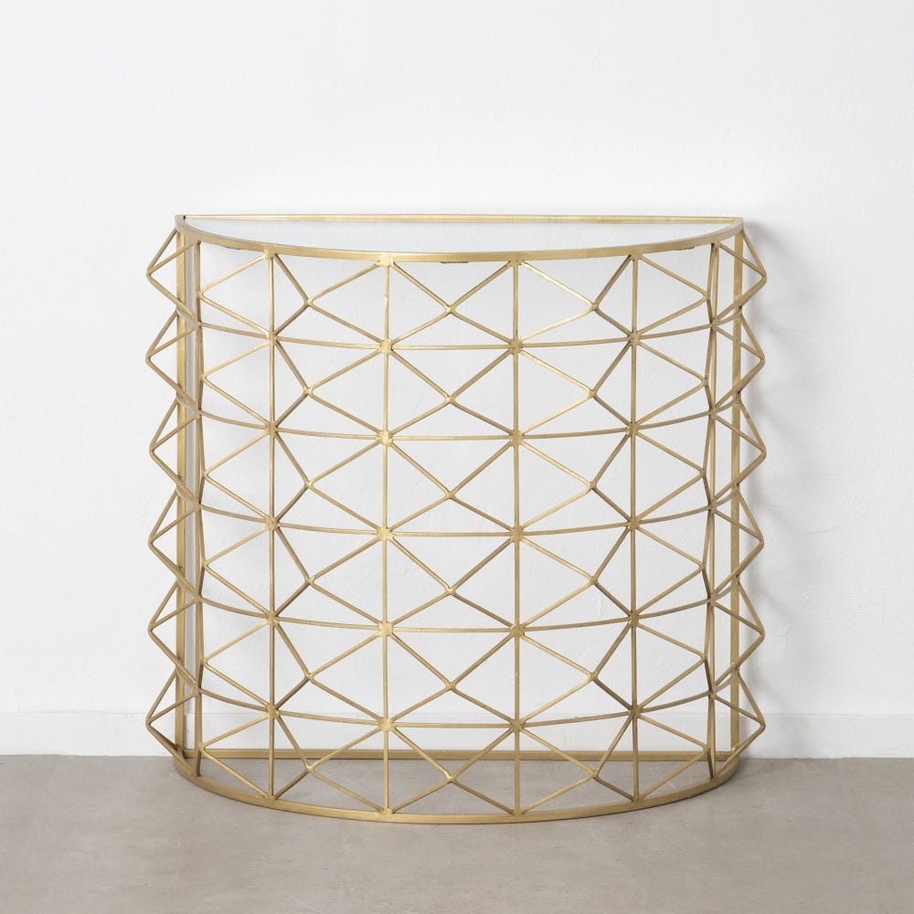 CONSOLA ORO METAL-CRISTAL ENTRADA 98 X 51 X 89 CM