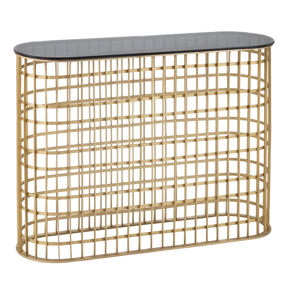 CONSOLA ORO METAL-CRISTAL ENTRADA 107 X 32 X 78 CM