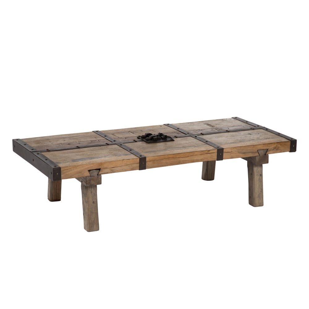 MESA CENTRO NATURAL-NEGRO MADERA-HIERRO 150 X 70 X 38 CM