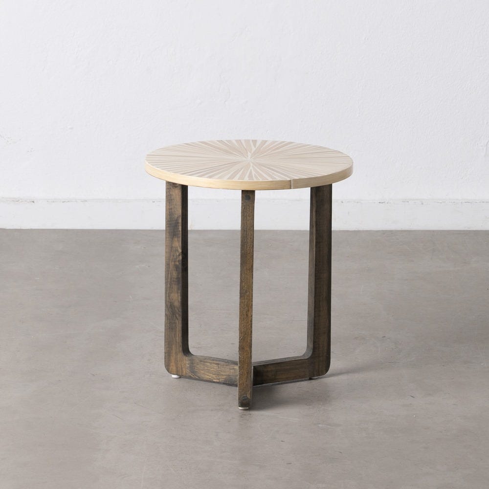 MESA AUXILIAR BEIGE BAMBÚ / "MDF" 40 X 40 X 45 CM