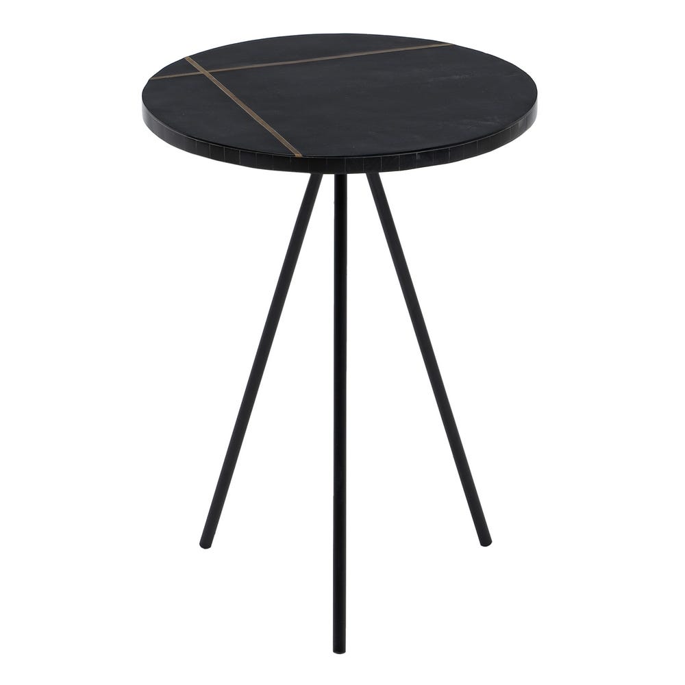 MESA AUXILIAR NEGRO-ORO METAL / RESINA 38 X 38 X 43 CM