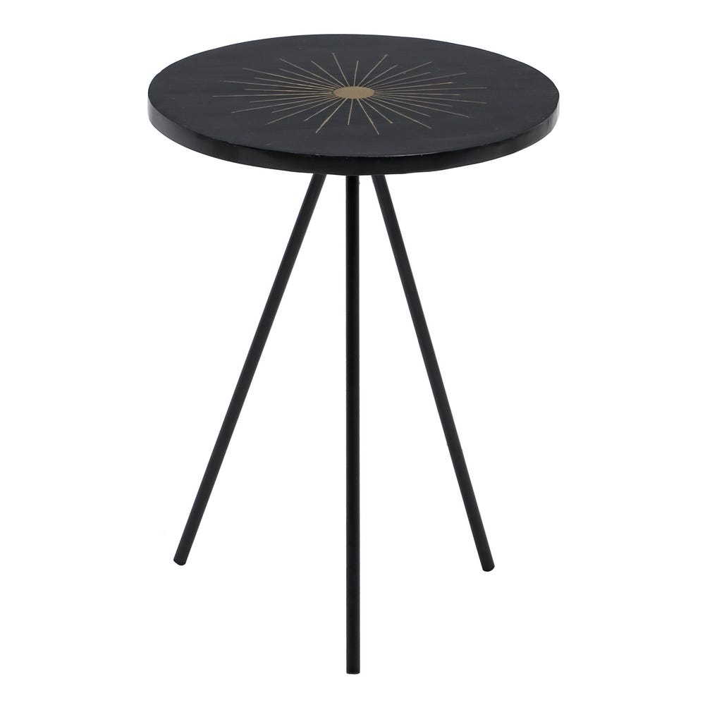 MESA AUXILIAR NEGRO-ORO METAL / RESINA 38 X 38 X 50 CM