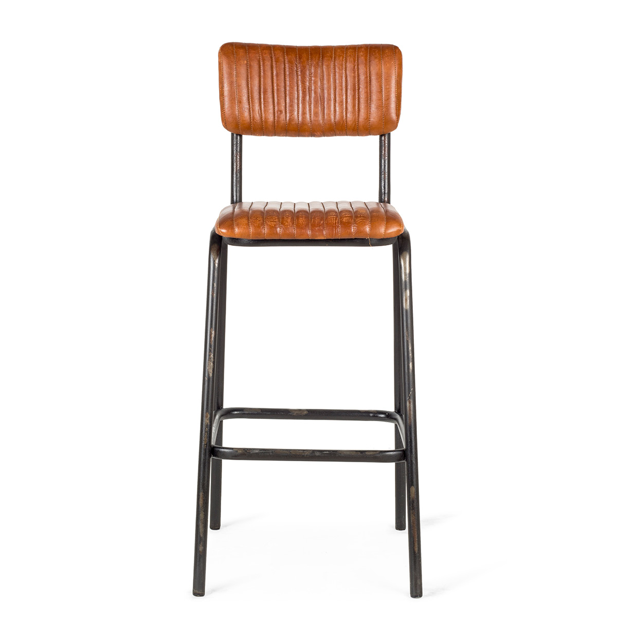 Leather stools in black leg Romina