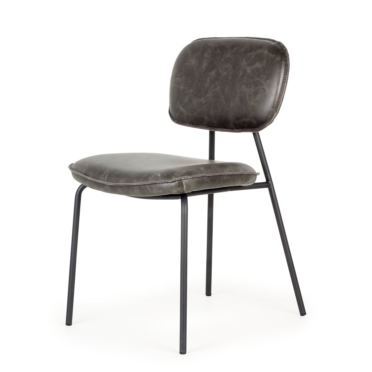 Grey leatherette chair Samay