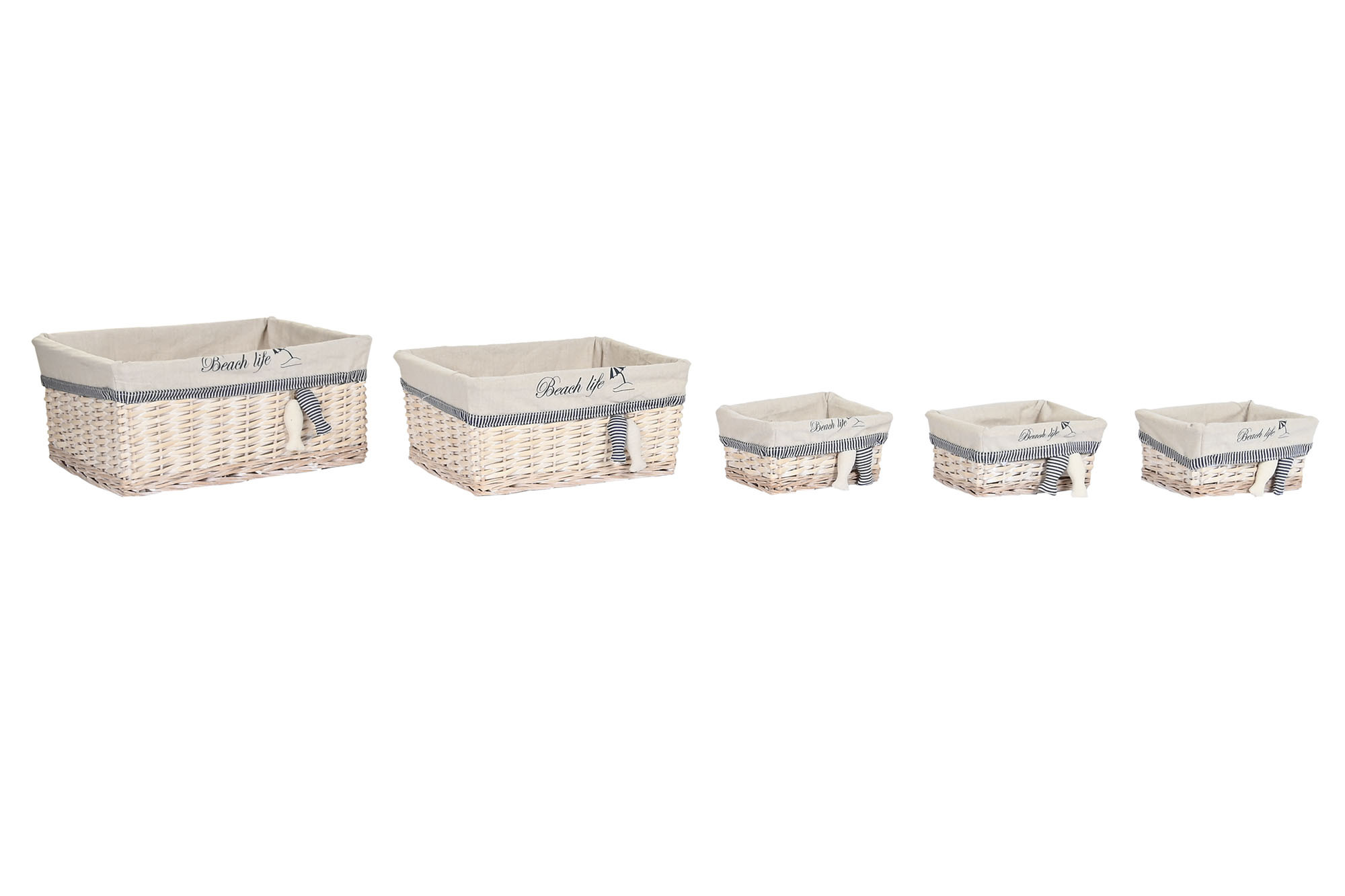 CESTA SET 5 POLIESTER ALGODON 48X38X13 PECES BEIGE