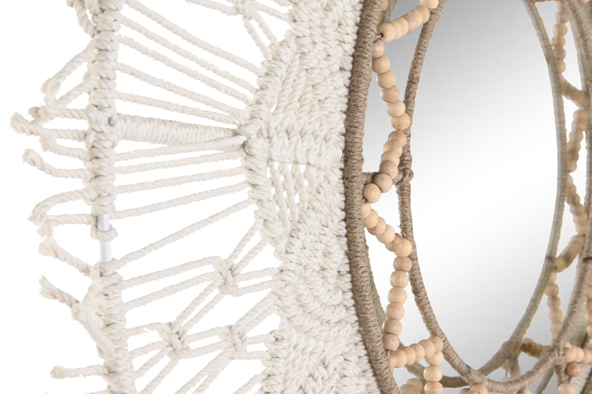 ESPEJO MACRAME YUTE 76X1X76 BLANCO