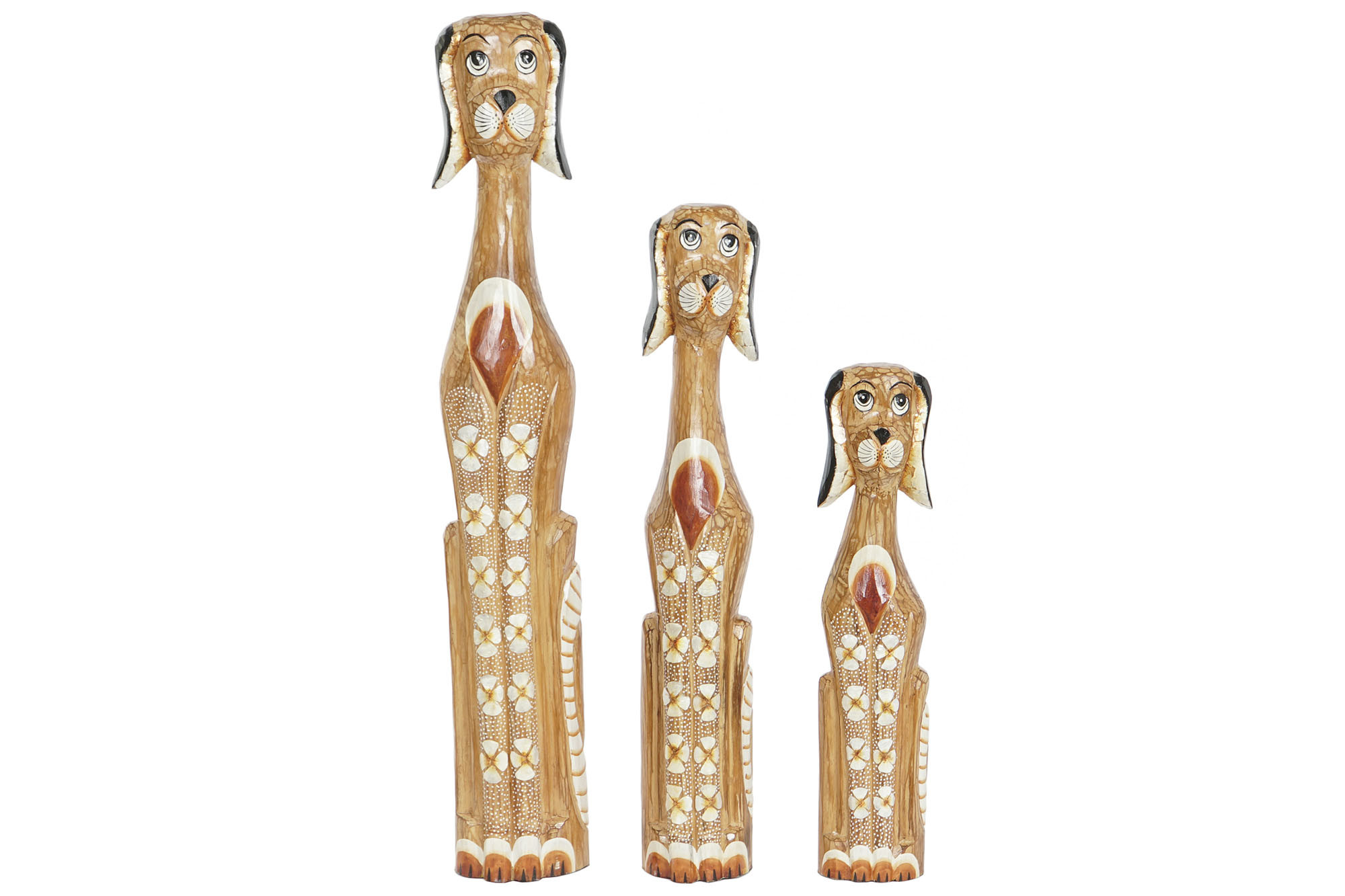 FIGURA SET 3 ALBASIA 16X9X100 PERRO TALLADO MARRON